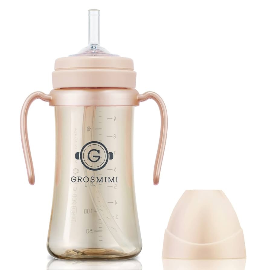 Amazon.com : GROSMIMI Spill Proof no Spill Magic Sippy Cup with Straw with Handle for Baby and Toddlers, Customizable, PPSU, BPA Free 10 oz (Peach) : Baby