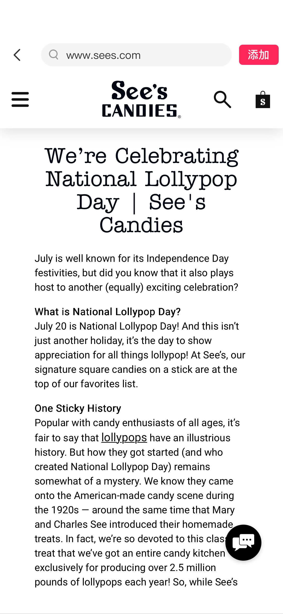 Free Lollypop at See’s Candy Stores – July 20th, 2025