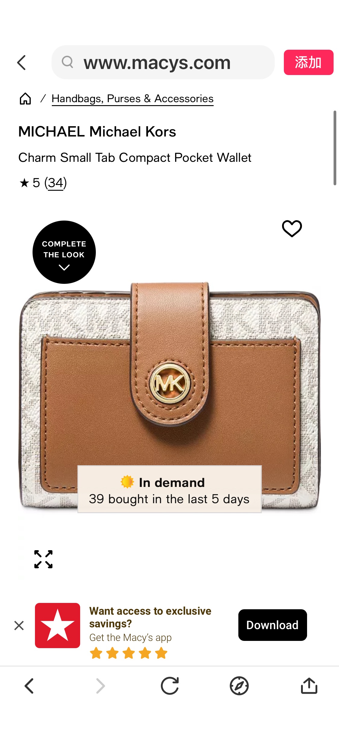 Michael Kors Charm Small Tab Compact Pocket Wallet - Macy's