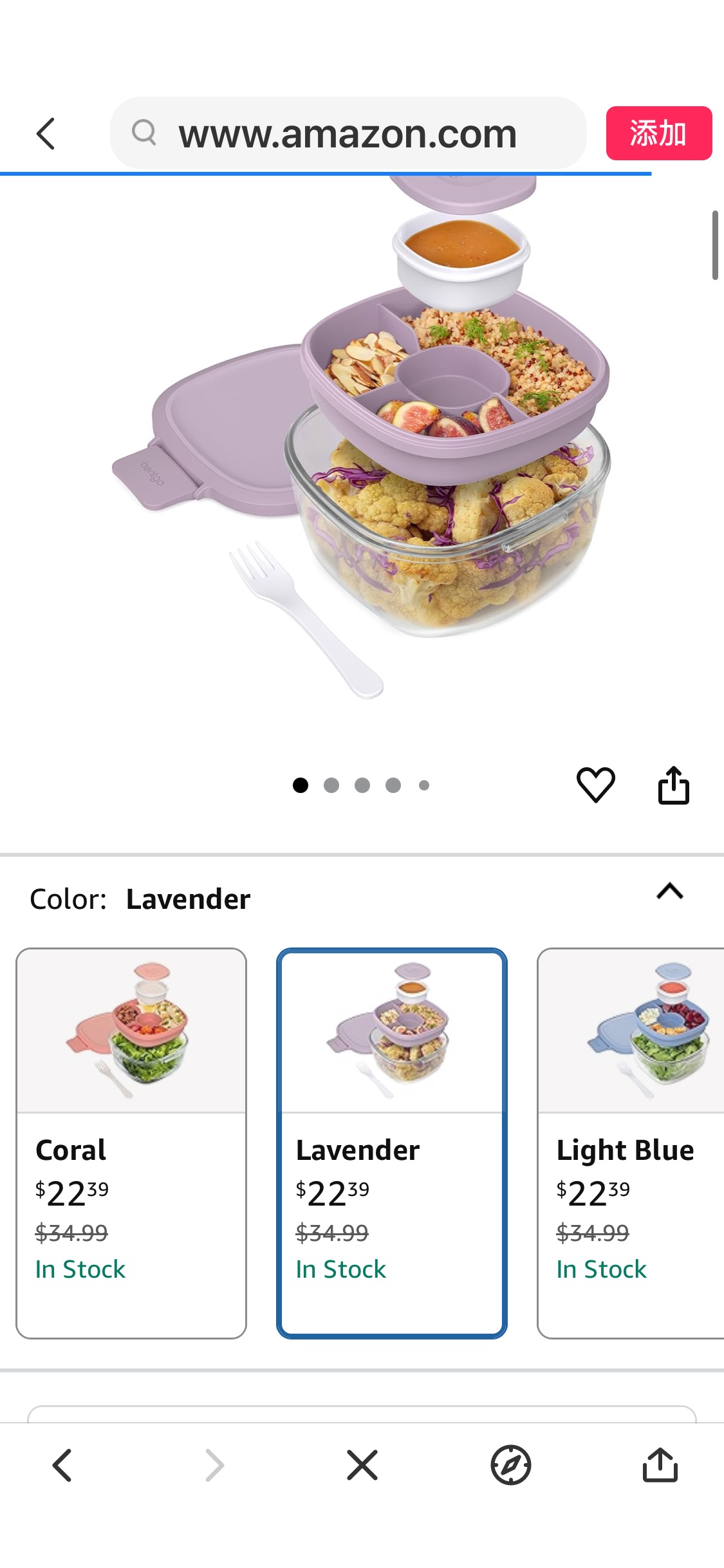 Amazon.com | Bentgo Glass All-in-One Salad Container - Large 61-oz Salad Bowl with Lid, 4-Compartment Bento-Style Tray, 3-oz Sauce Container, and Reusable Fork - Dishwasher, Microwave, and Oven Safe (