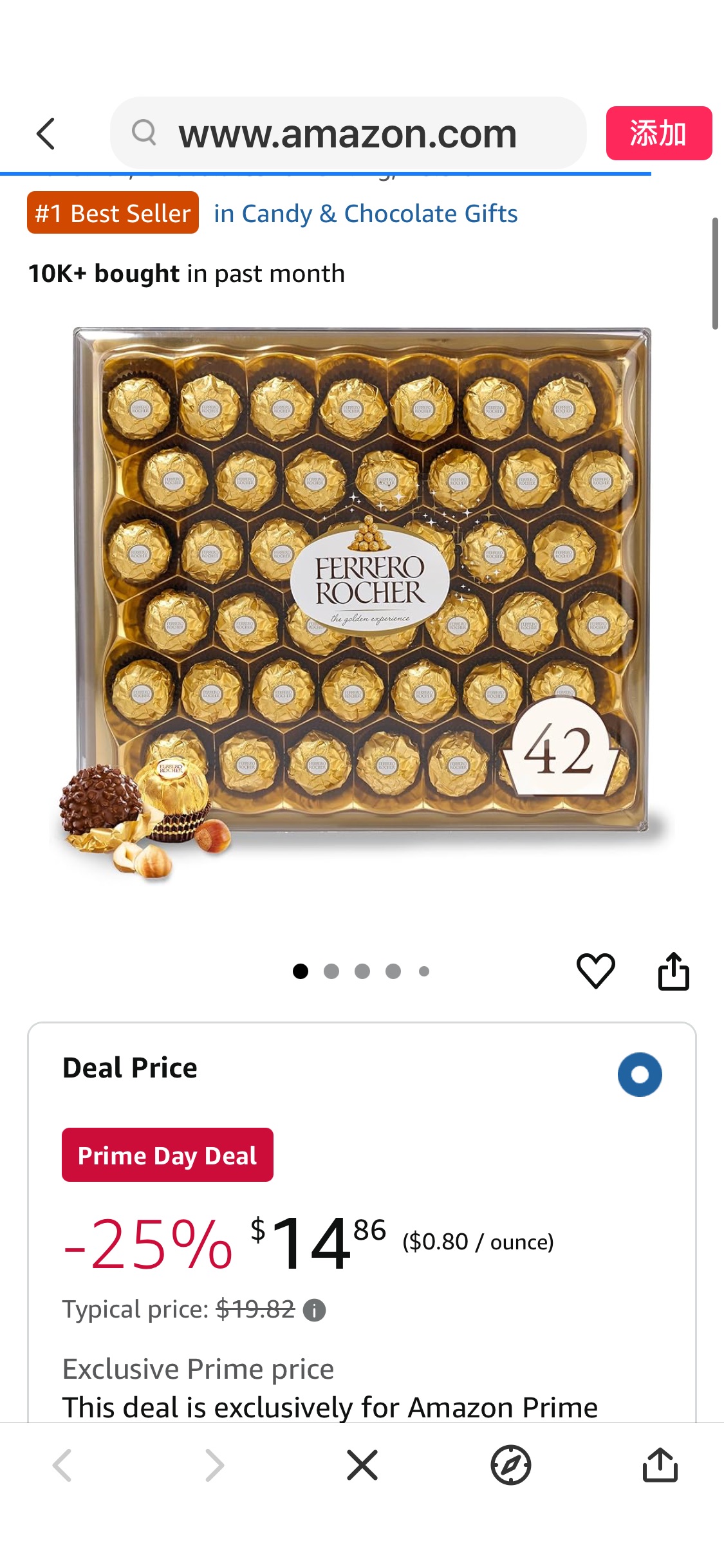 Amazon.com : Ferrero Rocher, 42 Count, Premium Milk Chocolate Hazelnut, Chocolates for Gifting, 18.5 oz : Grocery & Gourmet Food