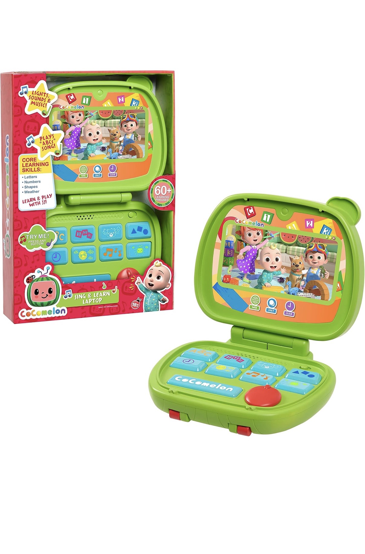 Amazon.com: CoComelon Sing and Learn Laptop Toy for Kids, Lights, Sounds, and Music Encourages Letter, Number, Shape, and Animal Recognition, Officially Licensed Kids Toys for Ages 18 Month by Just Pl