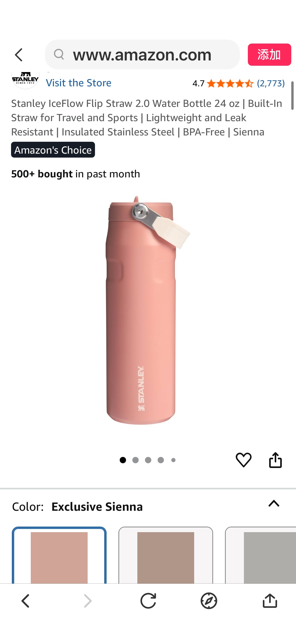 Amazon.com : Stanley IceFlow Flip Straw 2.0 Water Bottle 24 oz | Built-In Straw for Travel and Sports | Lightweight and Leak Resistant | Insulated Stainless Steel | BPA-Free | Sienna : Sports & Outdoo