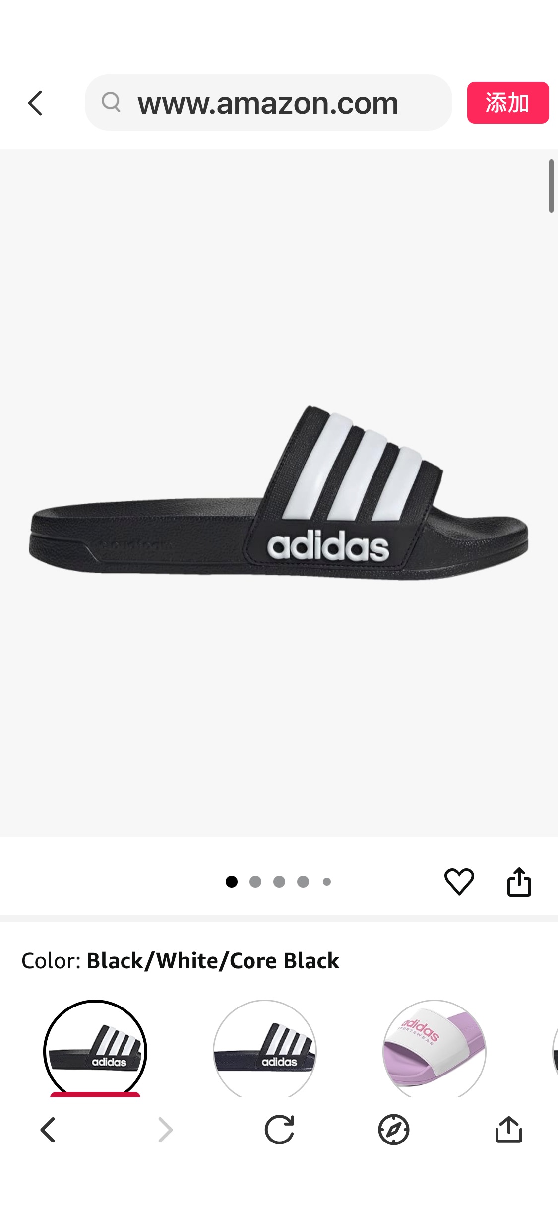 Amazon.com | adidas Adult Adilette Shower Core Black/White/Core Black 10 | Sport Sandals & Slides