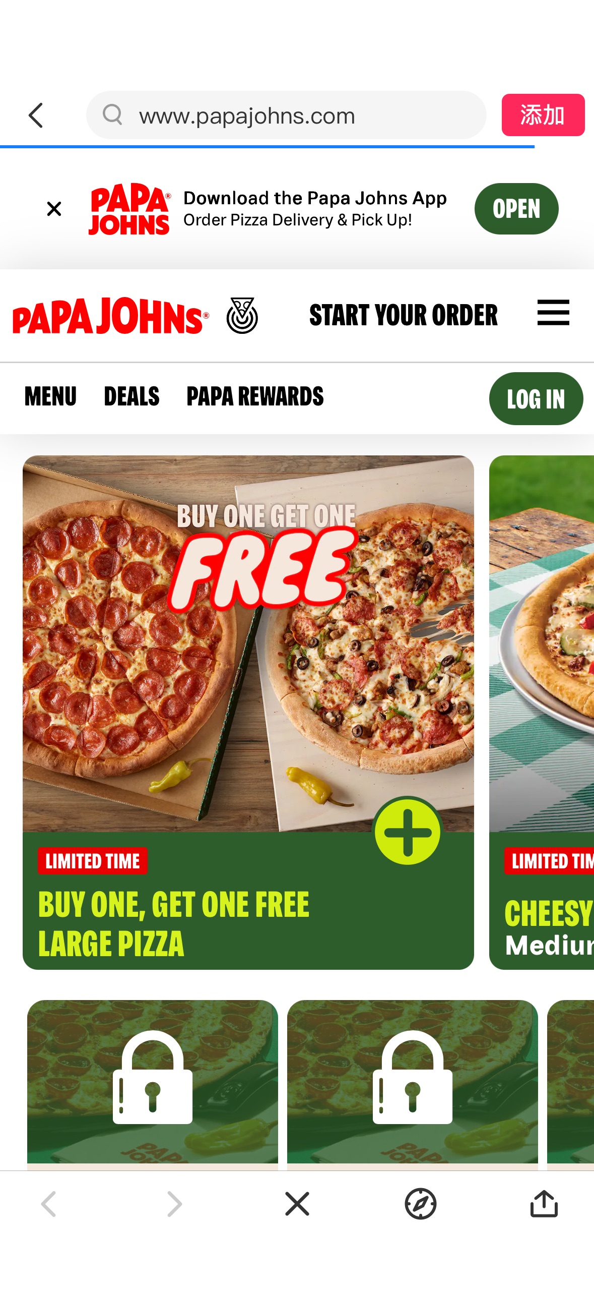 Papa John’s – Buy One Pizza, Get One FREE!