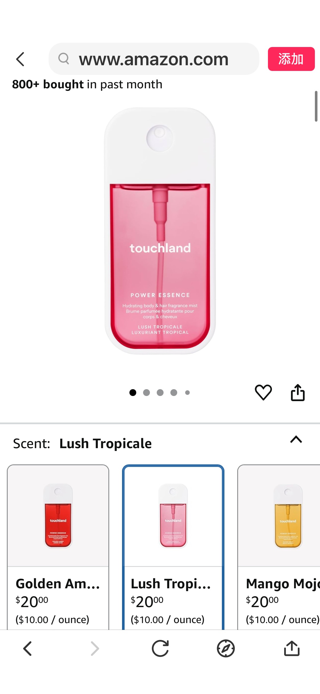 Amazon.com : Touchland Power Essence Hydrating Body & Hair Fragrance, Lush Tropicale, 2 FL. OZ. Travel Size Body Mist : Beauty & Personal Care