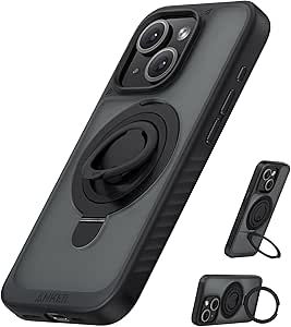 亚马逊.com：Anker 磁性环支架适用于 iPhone 15 保护壳，硅胶指环握持支架，兼容 MagSafe，软边防指纹