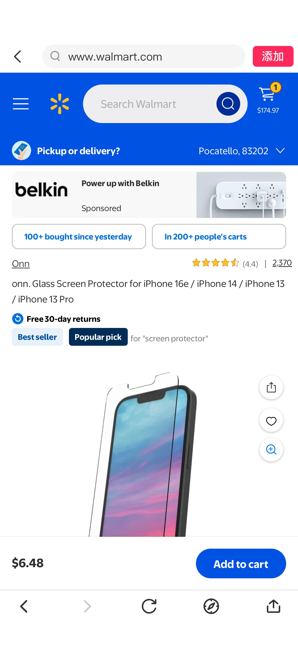 onn. Glass Screen Protector for iPhone 16e / iPhone 14 / iPhone 13 / iPhone 13 Pro - Walmart.com