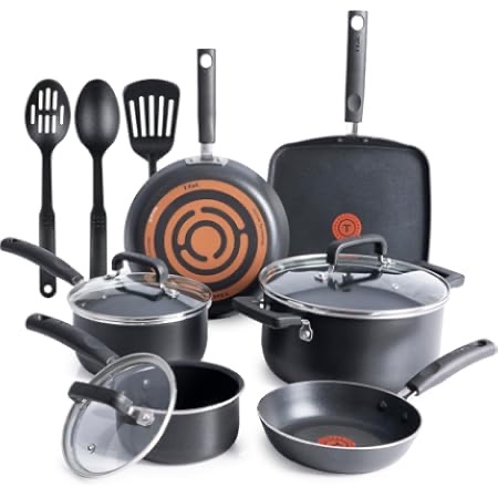 Amazon.com: Amazon Basics 11-Piece Ceramic Non-Stick Pots and Pans Set, Dishwasher & Oven Safe, Non-Toxic, Easy Clean, Black/Cream: Home & Kitchen
