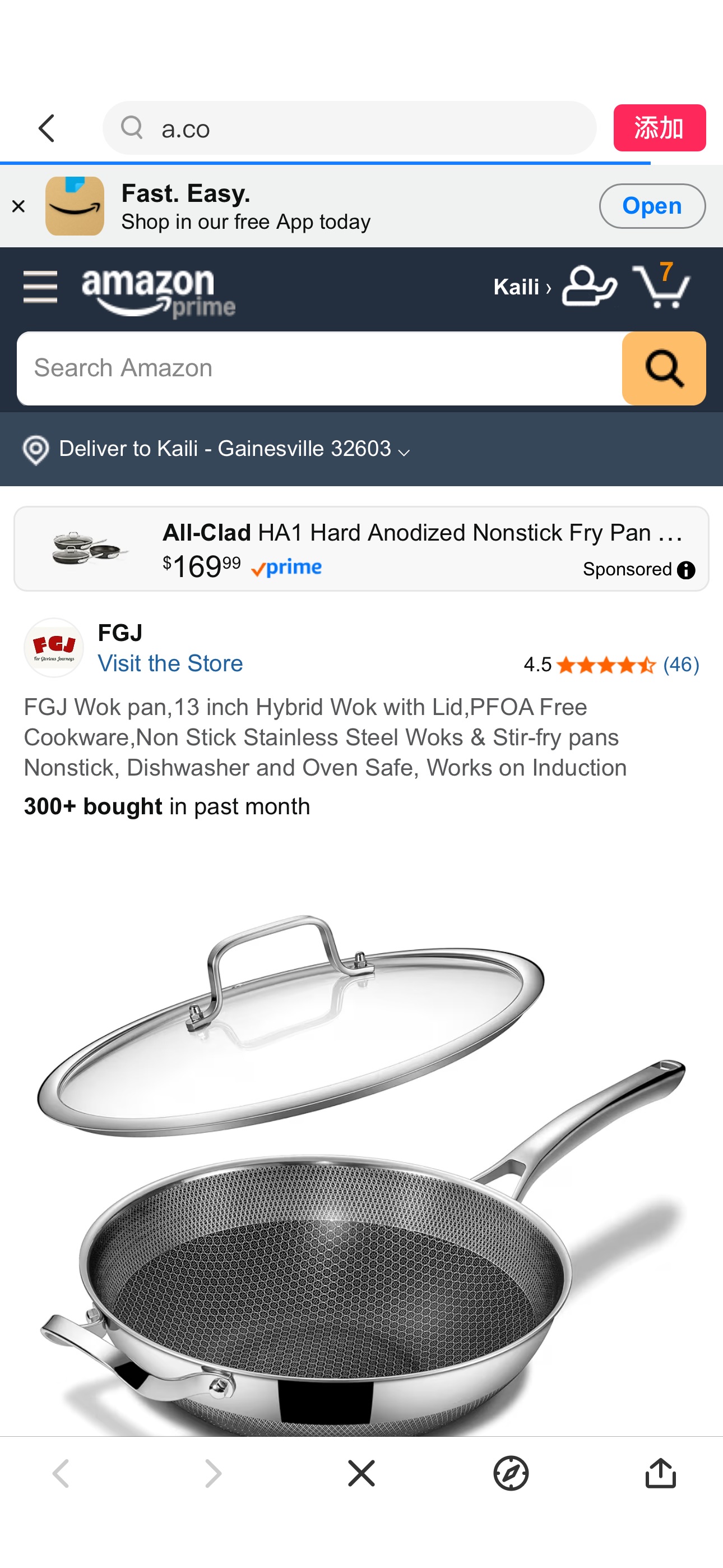 Amazon.com: FGJ Wok pan,13 inch Hybrid Wok with Lid,PFOA Free Cookware,Non Stick Stainless Steel Woks & Stir-fry pans Nonstick, Dishwasher and Oven Safe, Works on Induction: Home & Kitchen