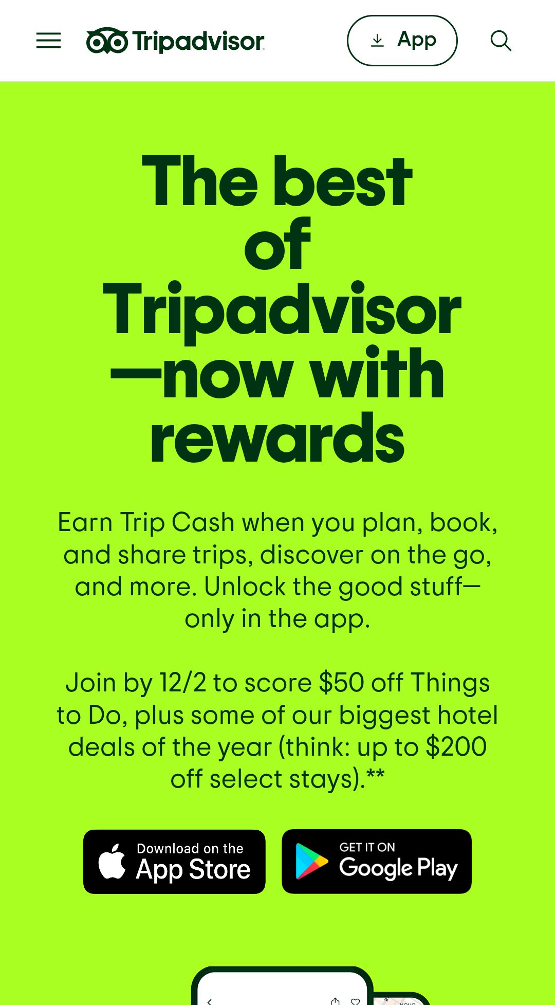 下载Tripadvisor APP送$50