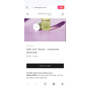 $12.95 Free Gift Friday - NassifMD Skincare BeautyPass：周五免费礼物快乐！！！
享受您的免费礼物！

只需支付S&H，售完即止。每位客户限购一个。
