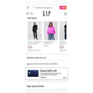 $35 Shopping Bag | Gap Gap：完成您的购买，使用代码ADDON 额外享受10%的折扣