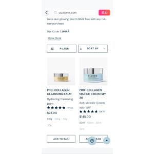 $72 Skincare Special Promotions & Discounts ELEMIS：快点行动，你129美元的光芒更新礼物快用完了。限量版三人组包括两个全尺寸的深度滋养和发光，任何全尺寸购买都可以免费获得。

代码 LUNAR