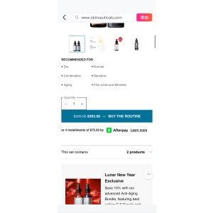 $302 Anti-Wrinkle and Aging Power Pair | SkinCeuticals SkinCeuticals：农历新年独家！我们的高级抗衰老套装可节省10%：限时优惠。

立即购买：skinceutical