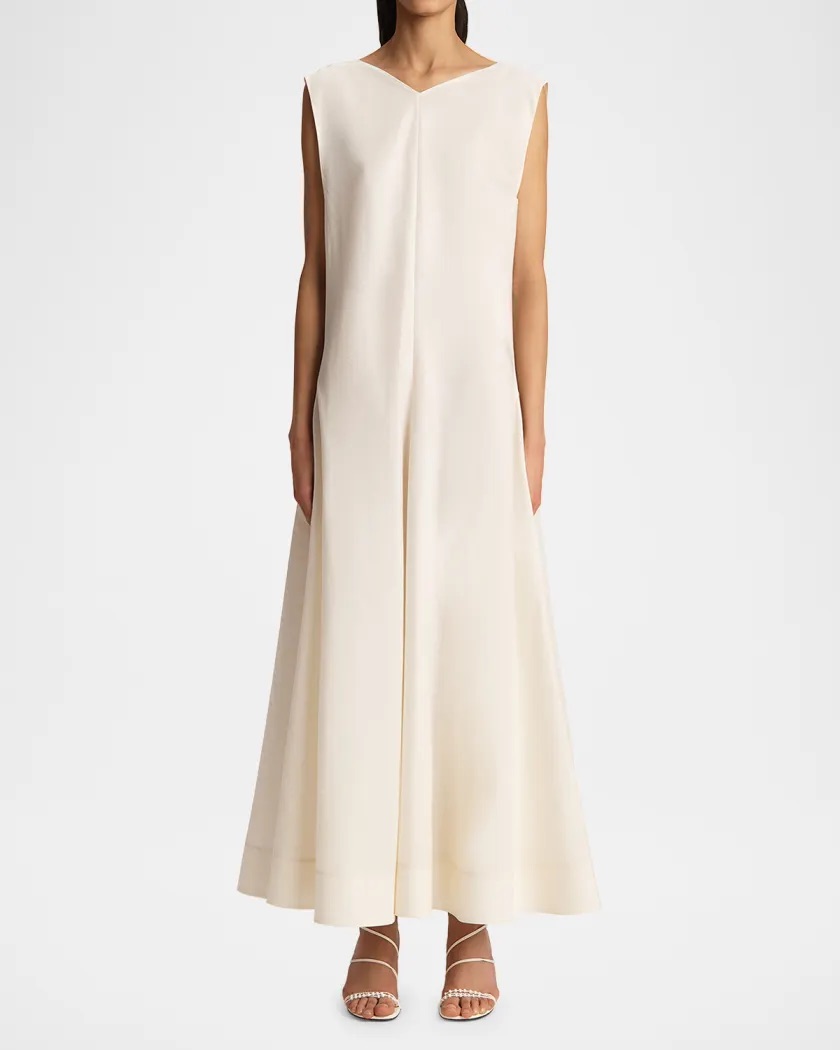 Khaite Mellie Open-Back Sleeveless A-Line Maxi Dress | Neiman Marcus