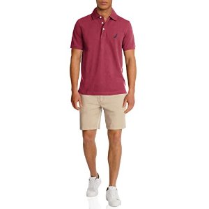 $16.64 Nautica Men s Short Sleeve Solid Stretch Cotton Pique Polo Shirt Shirt, Barolo, XX-Large at Amazon Men’s Clothing store