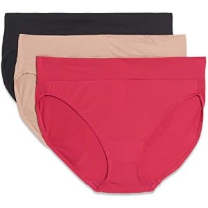 $7.00 Warner's womens Blissful Benefits Dig-free Comfort Waistband Microfiber Hi-cut 3-pack 5138w Underwear, Black/Toasted Almond/Vivacious, Medium US at Amazon Women’s Clothing store