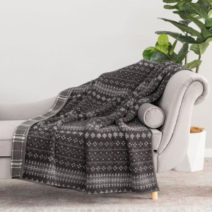$6.97 Berkshire Life Reversible Printed Hampshire Soft Throw Blanket, Glacier Fair Isle - Walmart.com