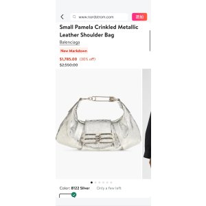$1785 Balenciaga Small Pamela Crinkled Metallic Leather Shoulder Bag | Nordstrom