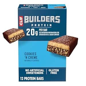 $9.16 Amazon.com : CLIF BUILDERS Protein Bars - Cookies 'n Cream Flavor - 20g Plant Based Protein - Gluten Free - Non-GMO - Low Glycemic - No Artificial Sweeteners - 2.4 oz. (12 Pack) : Break