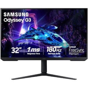 $219.99 Amazon.com: Samsung 32-Inch Odyssey G3 (G30D) Series FHD Gaming Monitor, 1ms, 180Hz, AMD FreeSync, Adjustable Stand, Black Equalizer, Virtual Aim Point, Eye Saver Mode, Flicker-Free, LS32DG3