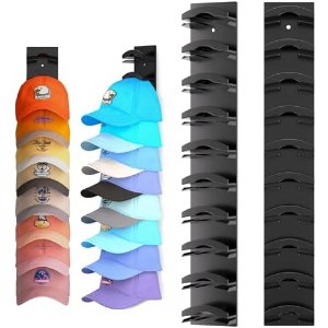 $4.99 Amazon.com: Hat Organizer for Baseball Caps 2Pack, Hat Rack for Wall with Strong Adhesive Hold up to 20 Hats, Hat Hanger Holder Display for Door Closet, Cap Organizer Storage Multilayer Two 