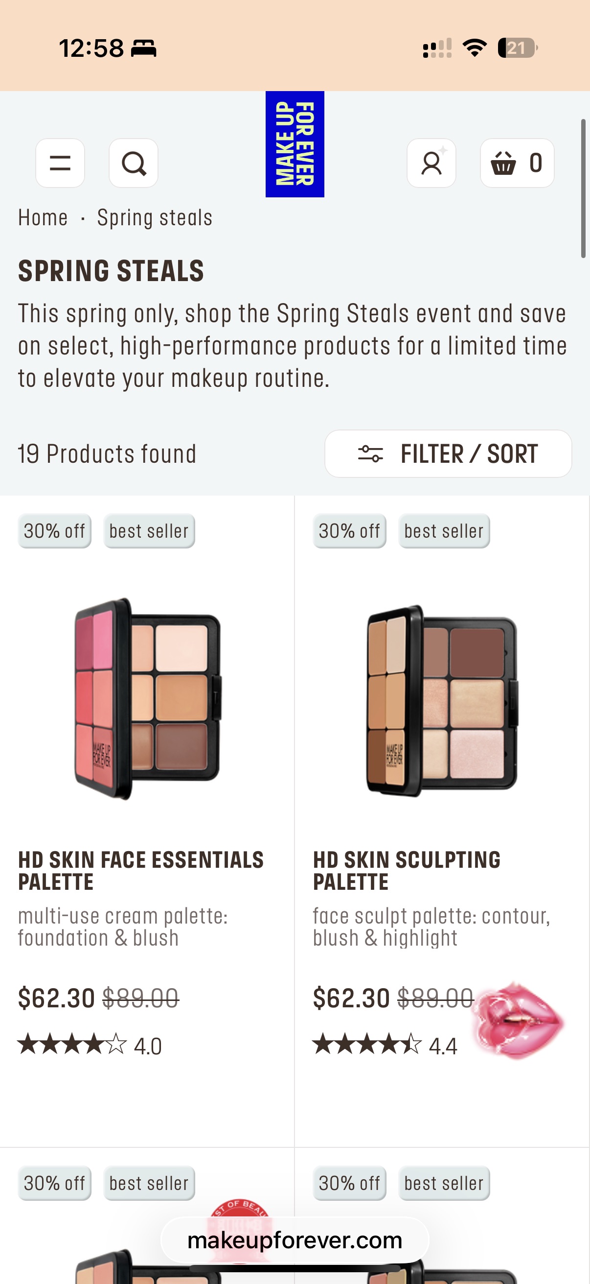 Make Up For Ever春季七折大促