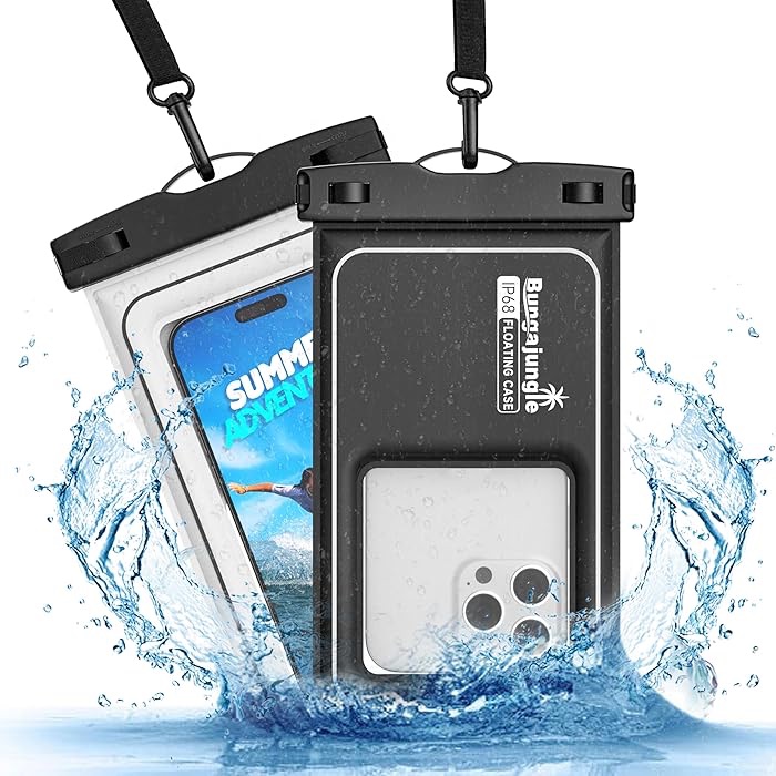 Amazon.com: Waterproof Phone Pouch - 2 Pack IP68 Floating Waterproof Phone Case, Dry Bag Beach Cruise Essentials 2026 with Adjustable Lanyard for iPhone 17 16 15 Pro Max / Galaxy S24 S23 (Black and Wh