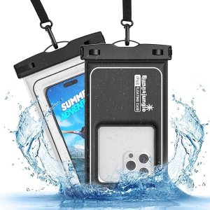$9.99 Amazon.com: Waterproof Phone Pouch - 2 Pack IP68 Floating Waterproof Phone Case, Dry Bag Beach Cruise Essentials 2026 with Adjustable Lanyard for iPhone 17 16 15 Pro Max / Galaxy S24 S23 (Black and Wh