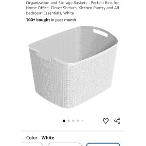 $24.99 Amazon.com - Curver Set of 2 XL 30.5L Jute Decorative Plastic Organization and Storage Baskets - Perfect Bins for Home Office, Closet Shelves, Kitchen Pantry and All Bedroom Essentials, White