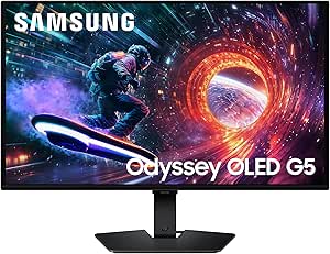 Amazon.com: Samsung 27” Odyssey OLED G5 (G50SF) QHD &amp; QD-OLED Gaming Monitor, 180Hz Refresh Rate, 0.03ms (GtG) Response Time, NVIDIA G-Sync Compatible, AMD FreeSync™, LS27FG500SNXZA : Electronics