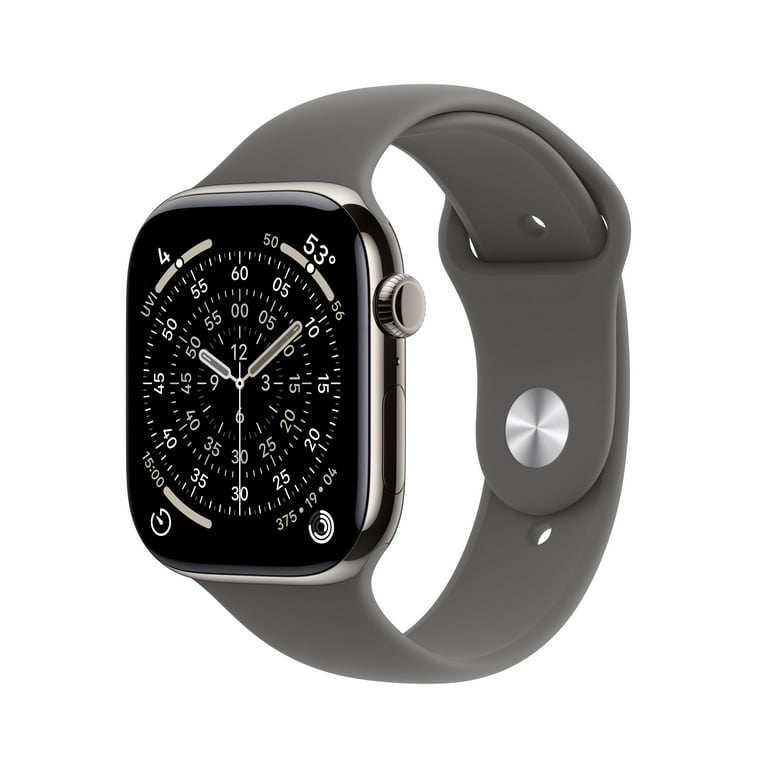 Apple Watch Series 11 [GPS + Cellular 46mm] Smartwatch with Natural Titanium Case with Stone Gray Sport Band - S/M - Walmart.com