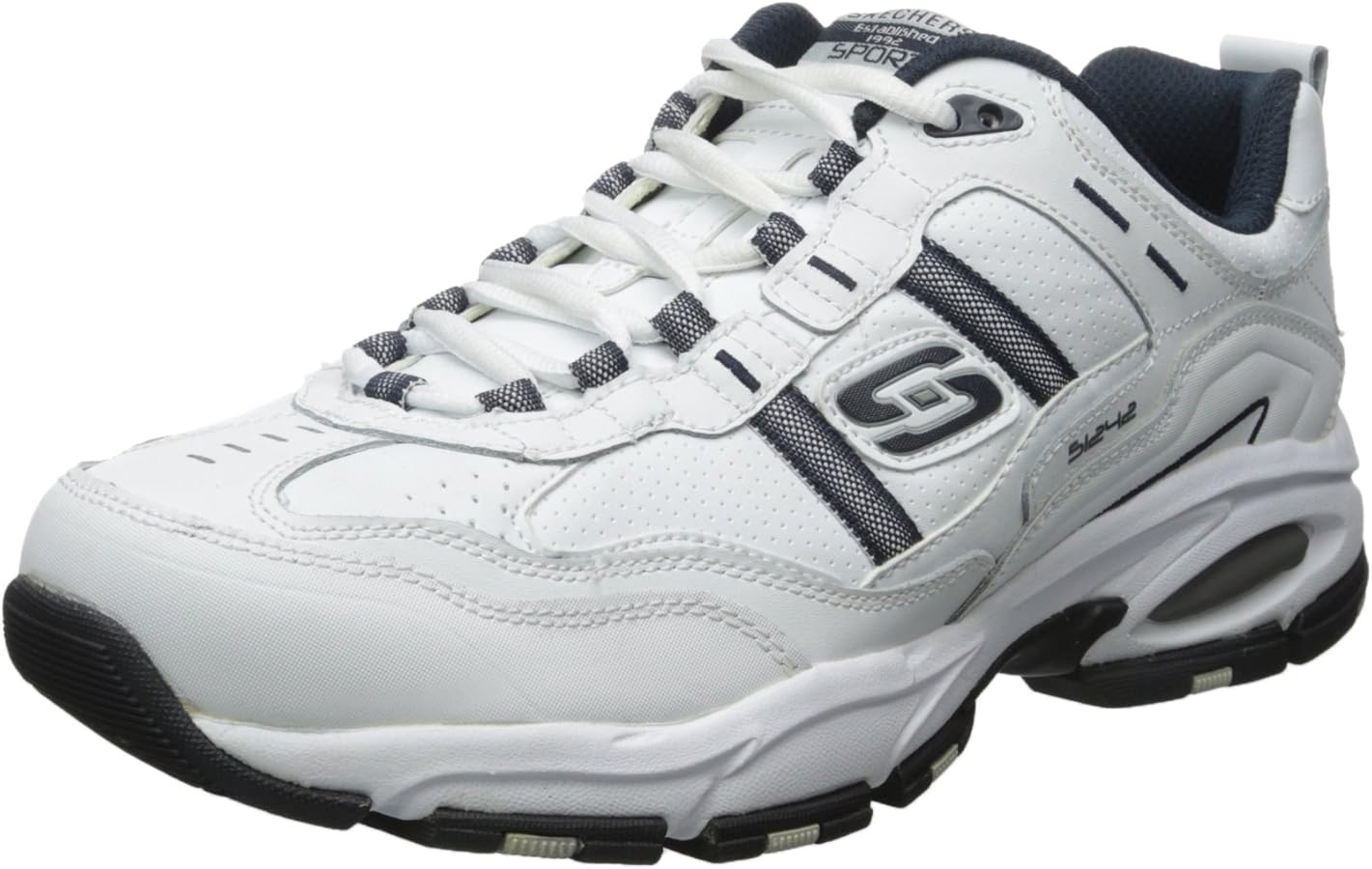 Amazon.com | Skechers Men's Vigor 2.0 Serpentine, White/Navy, 10 Wide | Fashion Sneakers