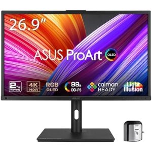$1499.00 Amazon.com: ASUS ProArt Display 27”4K HDR RGB OLED Professional Monitor (PA27DCE-K) - UHD (3840 x 2160), 99% DCI-P3, HLG, ΔE < 1, USB-C PD 80W, Hardware Calibration, Calman Ready, X-rite 