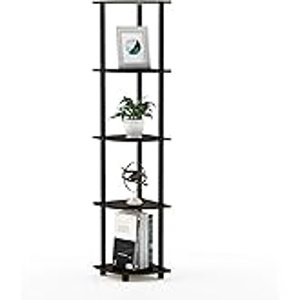 $19.57 Amazon.com: FURINNO Turn-N-Tube 5-Tier Corner Square Rack Display Shelf, Round, Espresso/Black : Home & Kitchen