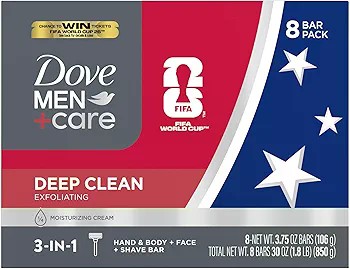 Amazon.com : Dove Men+Care Men's Bar Soap Deep Clean 8 Bars More Moisturizing Than Bar Soap Effectively Washes Away Bacteria, Nourishes Your Skin 3.75 oz : Bath Soaps : Beauty & Personal Care
