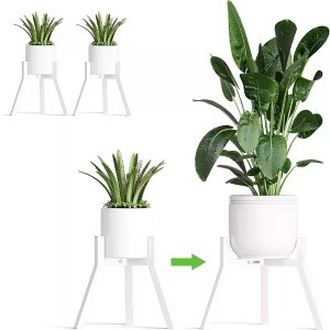 $9.98 Amazon.com : IRCPEN Adjustable Plant Stands Set of 2, Metal Small Plant Holder, Heavy Duty Stable Flower Holder Stand Rack for Various Pot Sizes Indoor Outdoor Corner Living Room Balcony Office White 