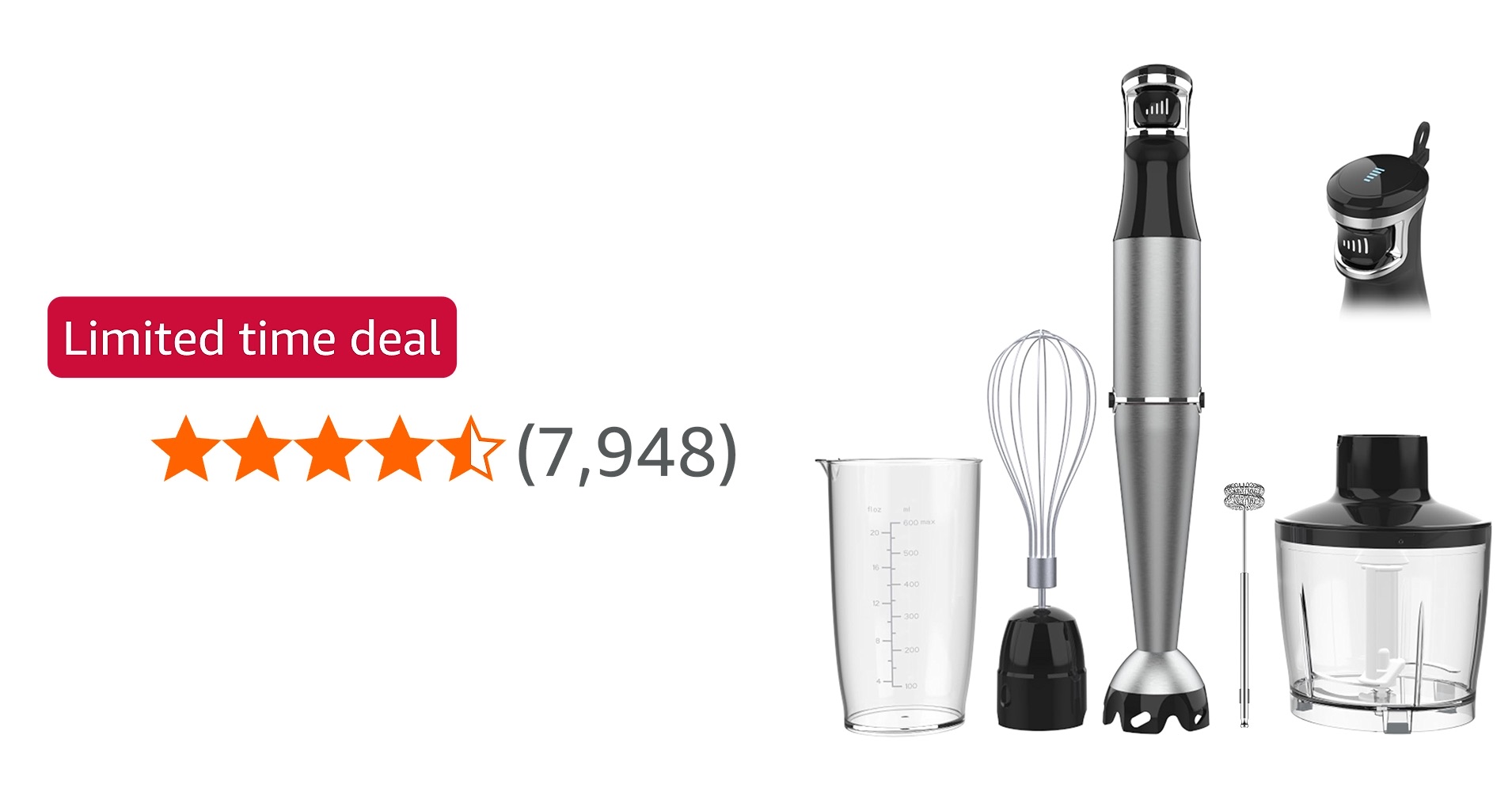Immersion Blender Handheld Set by turelar - Powerful and Versatile