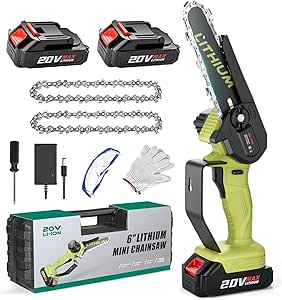 Amazon.com : Mini Chainsaw Crodless, 6-Inch Small Chainsaw Electric Chain Saws with 2 Batteries Powered, Super Handheld Protable Saws For Tree Cutting, Tree Branches, Courtyard and Garden To
