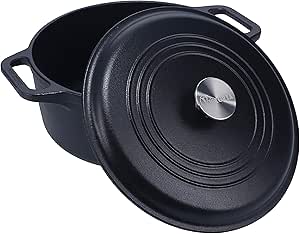 Amazon.com: Victoria 6-Quart Cast Iron Dutch Oven with Lid and Dual Loop Handles, Seasoned with Flaxseed Oil, Made in Colombia,Black: Home &amp; Kitchen