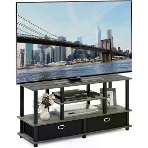 $43.73 Furinno JAYA Large Stand for up to 55-Inch TV, French Oak, 47. 63(W) x 15. 55(H) x 22. 79(D) Inches., Grey/Black : Home & Kitchen