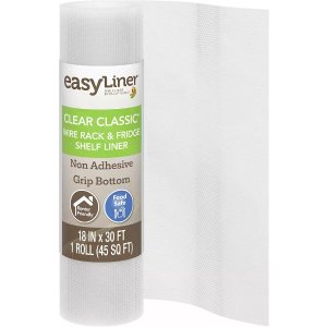 $19.98 Amazon.com - EasyLiner Clear Classic Shelf Liner - Durable Non-Adhesive Fridge Liner - Easy-to-Install and Easy-to-Clean - Kitchen Liner Mat for Fridge Shelves - Food Safe - Removable - 18 in x 30 ft 