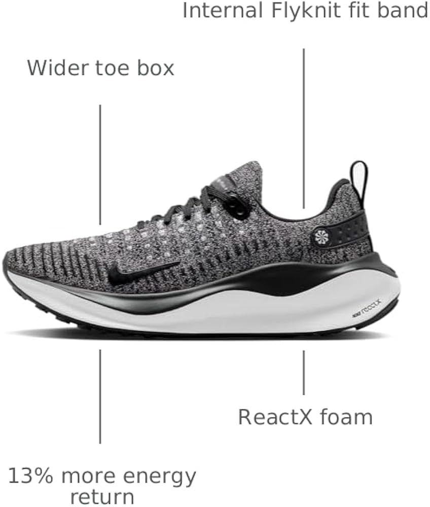 Amazon.com | Nike InfinityRN 4 Women's Road Running Shoes (DR2670-003, Black/White/Black) Size 8.5 | Road Running