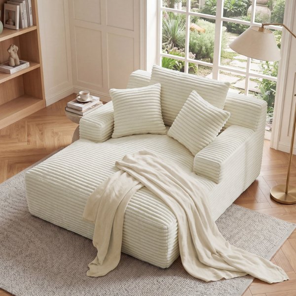 Latitude Run No Assembly Required 50   Corduroy Indoor Chaise Lounge Chair Upholstered Modern Glauser Oversized Compression Sleeper Sofa