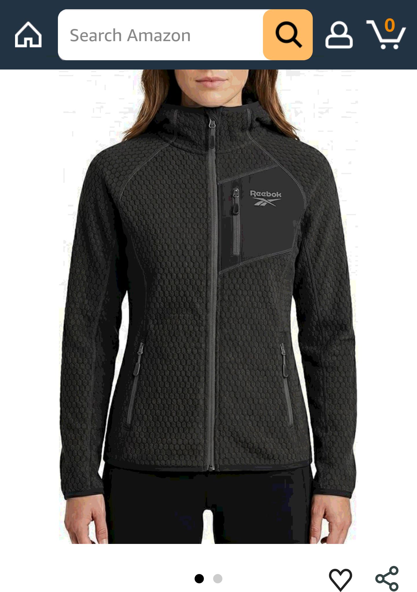Reebok Womens Zip-Up Honeycomb Fleece Jacket, Black, XL at Amazon Women's Coats Shop