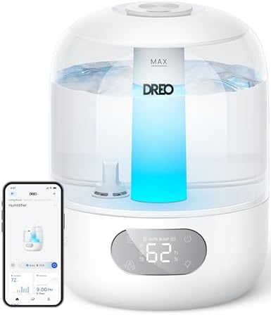Amazon.com: DREO Humidifiers for Bedroom, Cool Mist Ultrasonic Humidifier with 26dB Quiet &amp; RGB Lighting, Top Fill 3L Tank, Easy Clean, 30 Hr Runtime for Home, Baby, Plant, Nursery, Work