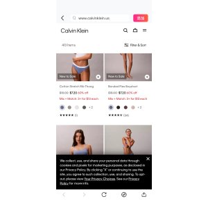  Calvin Klein内衣专场低至四折 精选三件$13