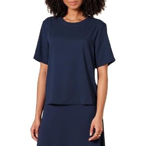 $5.58 Amazon.com: Amazon Essentials Women's Regular-Fit Georgette Short Sleeve Top, Navy, Large : Clothing, Shoes & Jewelry