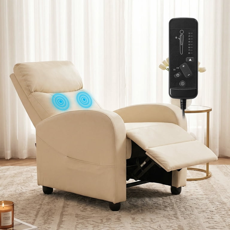 Gianna Massage Recliner Chair for Adults, Adjustable Home Theater Seating with Lumbar Support for Living Room, Modern Fabric Reclining, Beige - Walmart.com